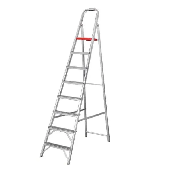 Escada Doméstica Aluminio 8 Degraus Natural 120 Kg Reisam